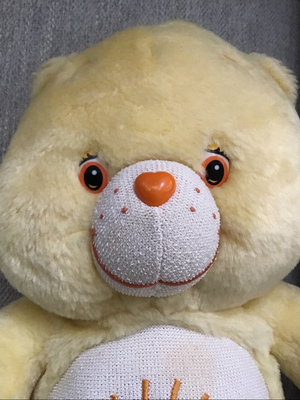 Vintage yellow Care Bears Funshine Bear plush